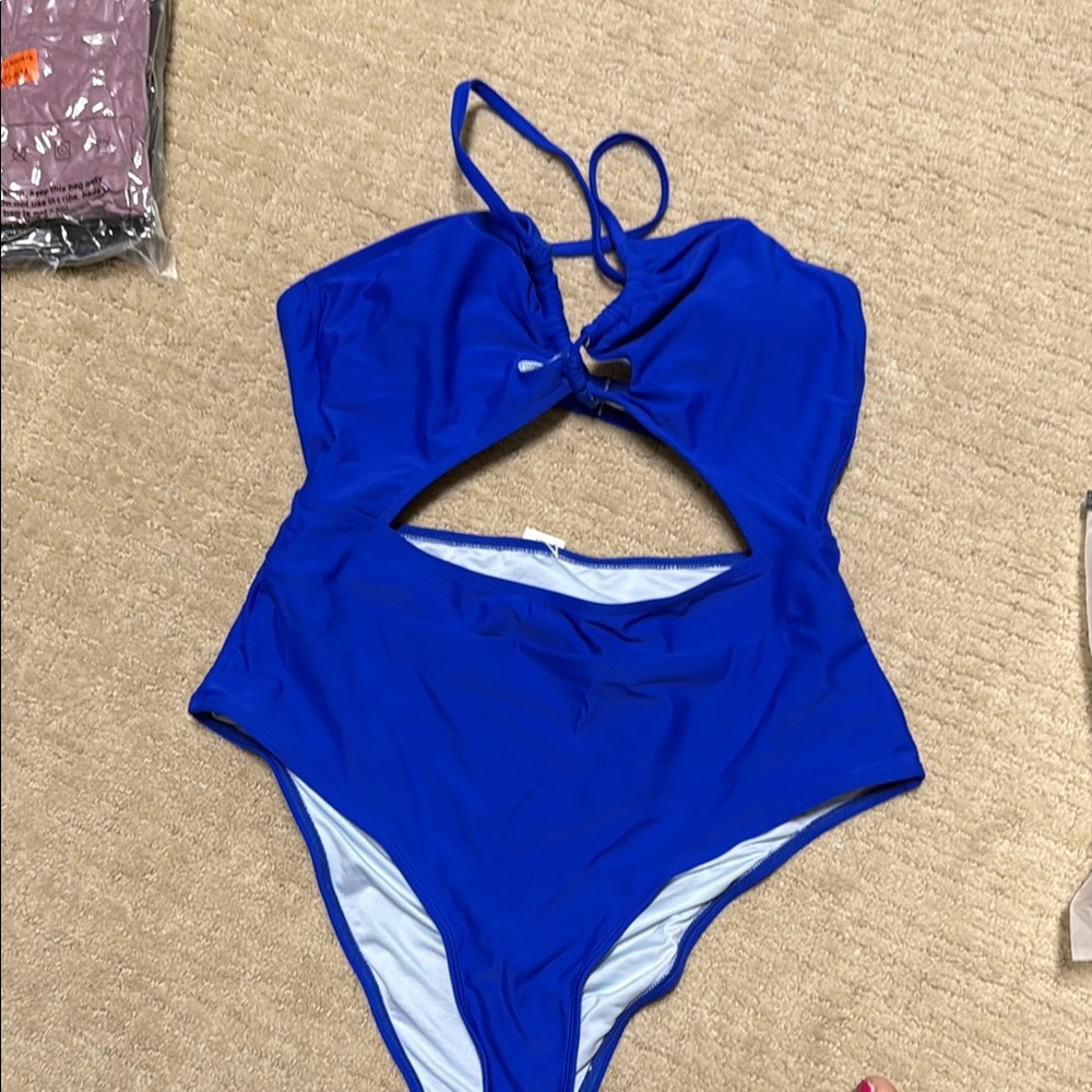 Cupshe Blue One Piece Swimsuit with Cut-Out Design NEW